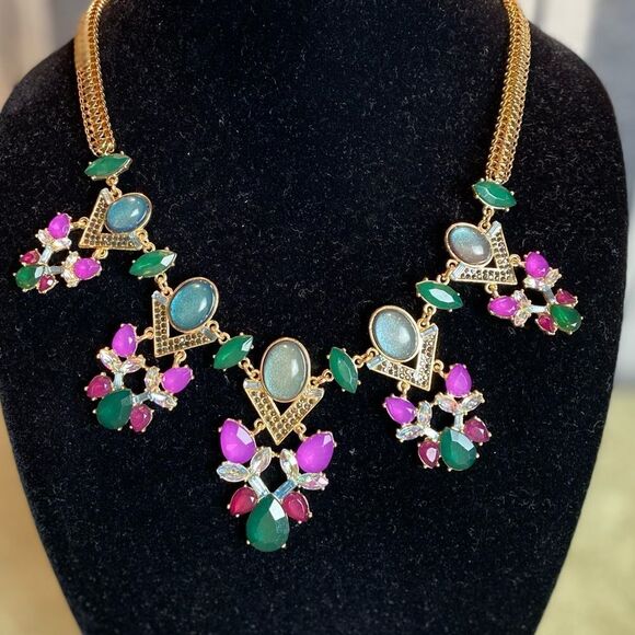 #406 MULTI Stone Pendant Necklace - Picture 1 of 6